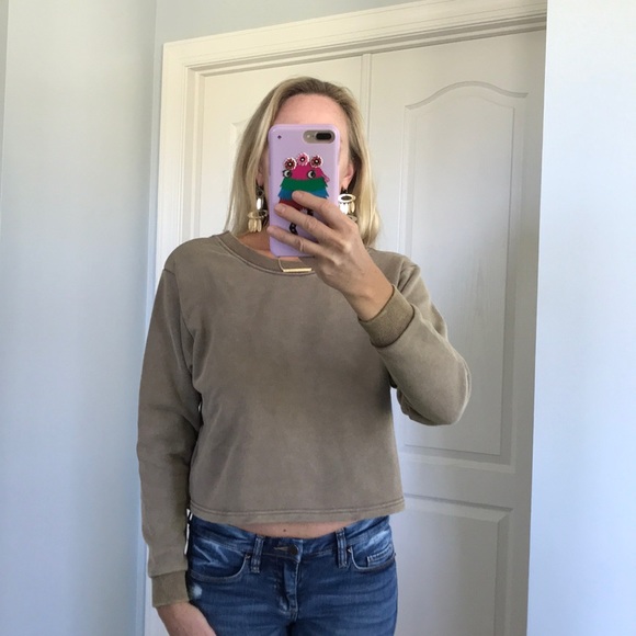 Olive/Brown Color Lace Up Back Top - Picture 6 of 8